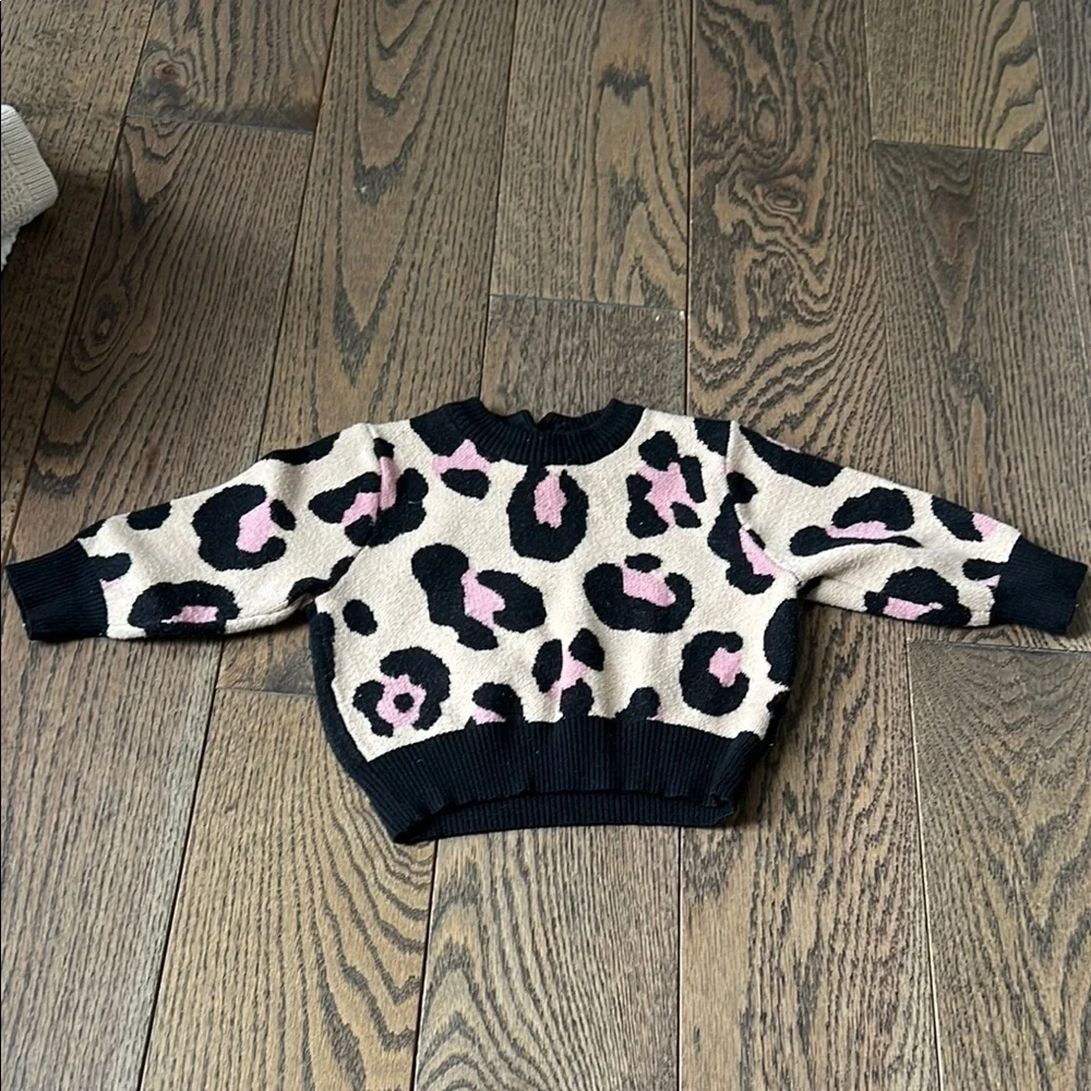 Pink and Black Animal Print Crew Neck Sweater Bardot junior 9-12 months sale